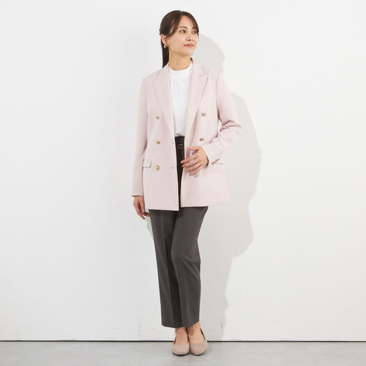 シルバーライン 【SILVER LINE】【春夏】6釦2掛けダブルブレザー/4S SUSTAINABILITY&ECOLOGY FABRIC/ピンク×メタル釦 赤淡色