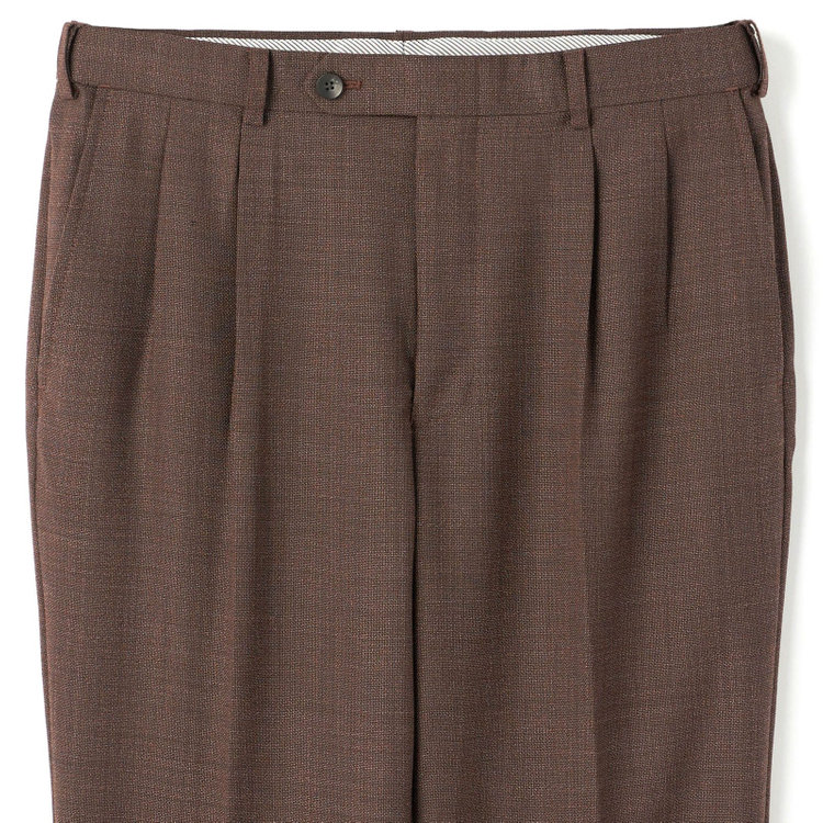 シルバーライン 【CLASSICO TAPERED】【春夏】3釦段返りシングルスーツ 2タック/ブラウン/NEW ZEALAND WOOL MIX/裾直し必要 赤濃色