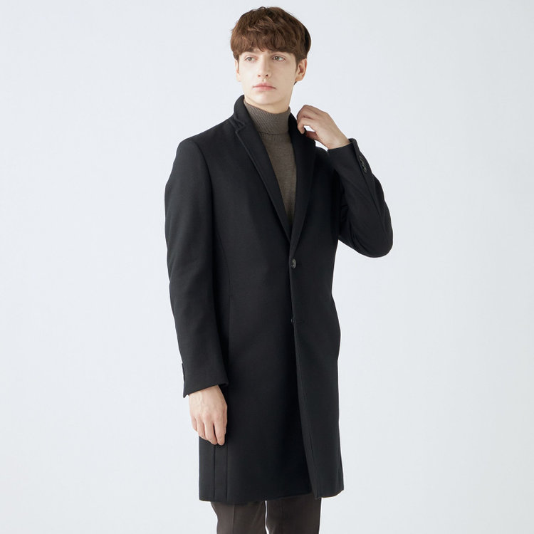 ブラックライン 【発送在庫あり】【SKINNY】ウールブレンドニットチェスターコート/ブラック/4S 黒