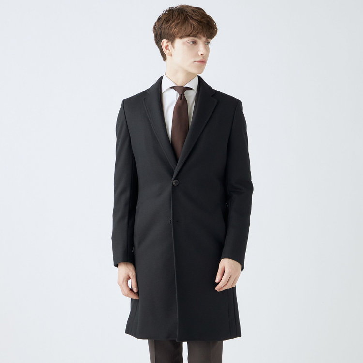 ブラックライン 【発送在庫あり】【SKINNY】ウールブレンドニットチェスターコート/ブラック/4S 黒