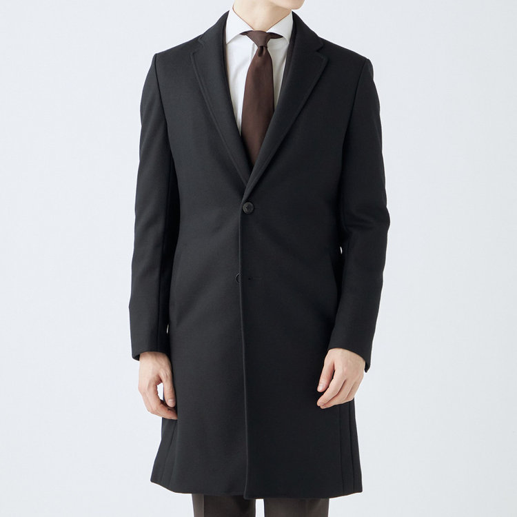 ブラックライン 【発送在庫あり】【SKINNY】ウールブレンドニットチェスターコート/ブラック/4S 黒