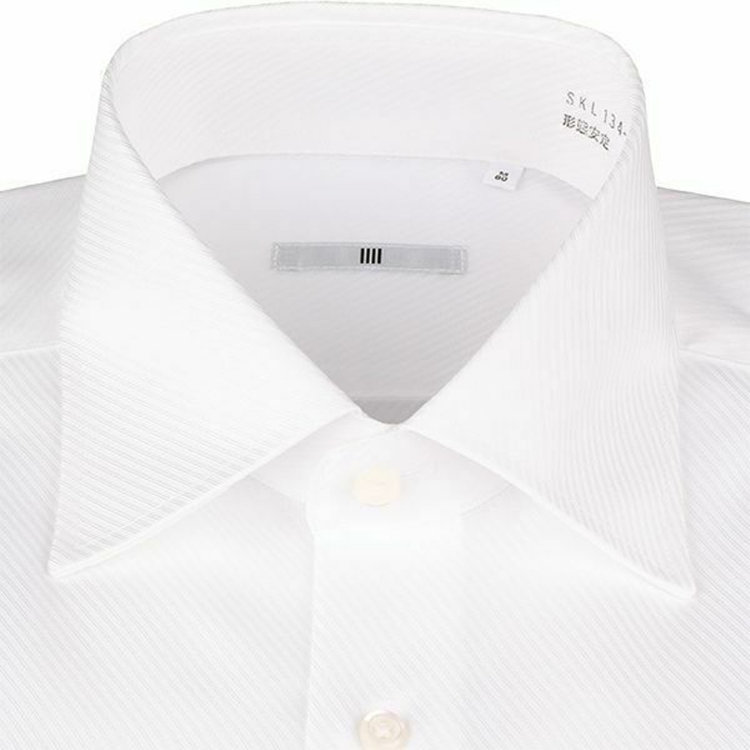 SUIT SELECT　アウトレット 【WEB限定/OUTLET/汚れ・変色・キズ等有】【SL-4】【形態安定】ワイドカラードレスワイシャツ/ホワイト×ドビーツイル+ダブルカフス(ゴムカフス付) 白