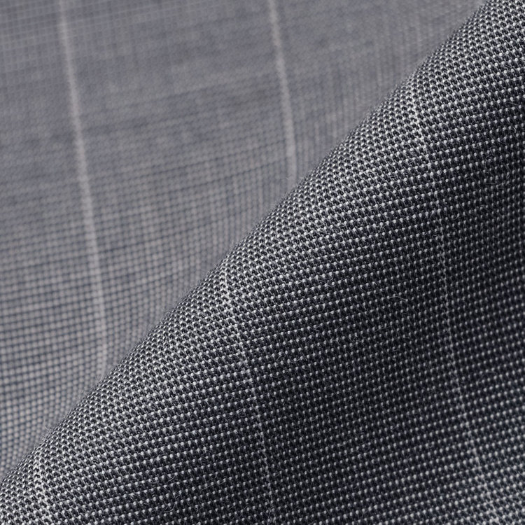 ブラックライン 【SLIM TAPERED_2】【春夏】2釦シングルスーツ 0タック/グレー×ストライプ/ウエストシャーリング/4S SUSTAINABILITY&ECOLOGY FABRIC/ウォッシャブル/※パンツ裾上げ済仕様 グレー中間