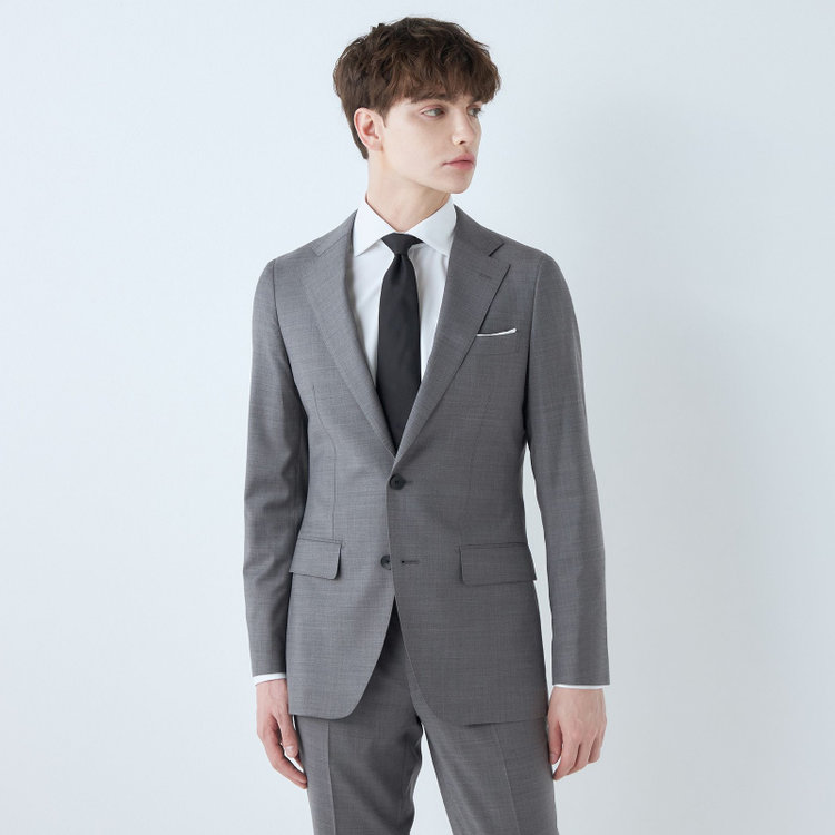 シルバーライン 【発送在庫あり】【CLASSICO TAPERED】【春夏】2釦シングルスーツ 1タック/グレー/ウエストムーブ/REDA ACTIVE/NEW ZEALAND MERINO/SHOWER CLEAN/※パンツ裾上げ済仕様 グレー淡色