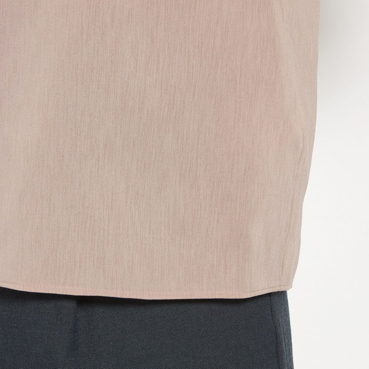 シルバーライン 【半袖】バンドカラーブラウス/ブラウン/「ストレッチ」「通気性」「吸水・速乾」「環境負荷軽減」 茶淡色