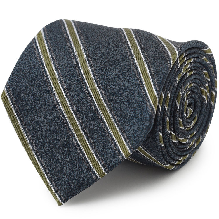シルバーライン 【発送在庫あり】【SILVER LINE】シルクストライプネクタイ 8.0cm幅/ネイビー×グリーン その他
