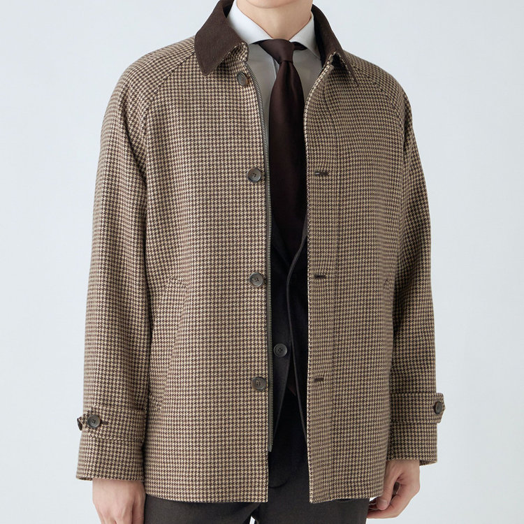 シルバーライン 【SL】ウールブレンドデュアリティショートコート/ブラウン/140S BLENDED EXTRA FINE MERINO WOOL 茶中間