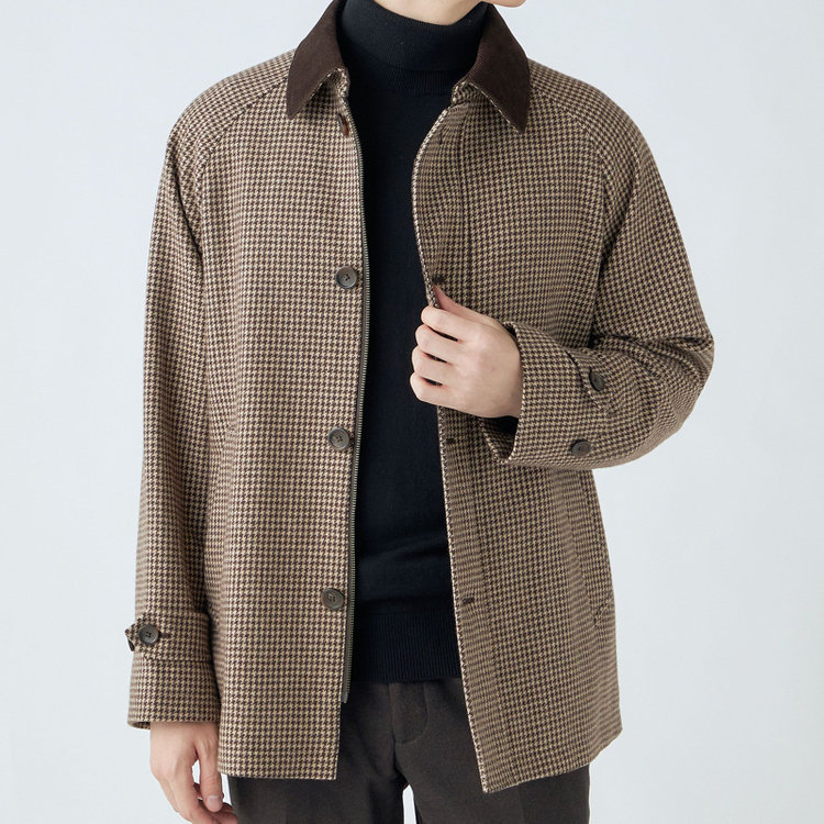 シルバーライン 【SL】ウールブレンドデュアリティショートコート/ブラウン/140S BLENDED EXTRA FINE MERINO WOOL 茶中間