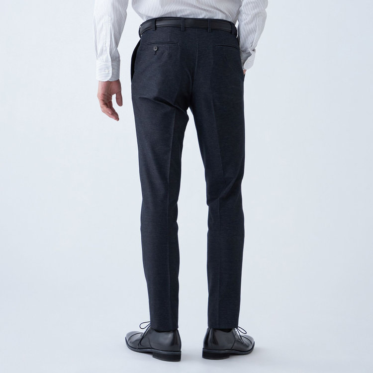 シルバーライン 【発送在庫あり】【CLASSICO TAPERED】【年間】コットンブレンド1タックテーパードパンツ/ブラック×ソフトデニム/ウエストムーブ/※裾上げ済み仕様 黒