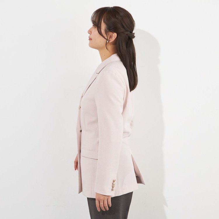 シルバーライン 【SILVER LINE】【春夏】6釦2掛けダブルブレザー/4S SUSTAINABILITY&ECOLOGY FABRIC/ピンク×メタル釦 赤淡色