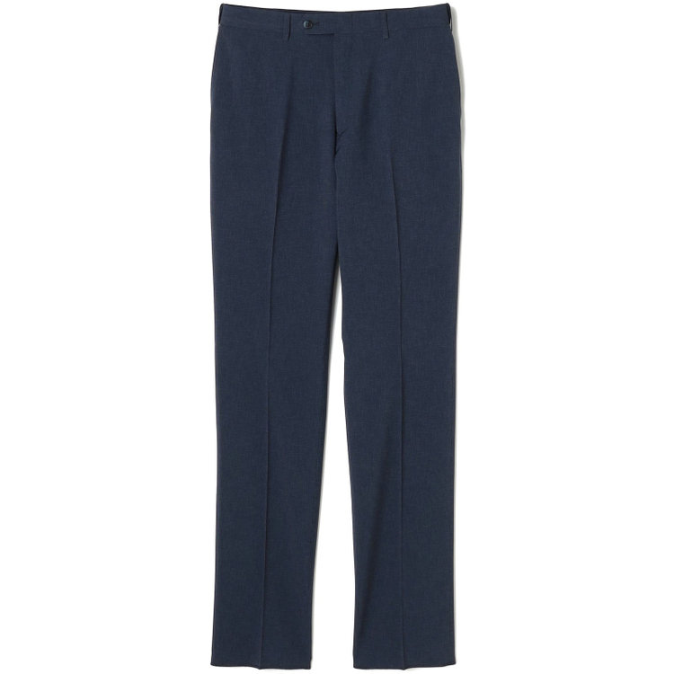 ブラックライン 【SLIM TAPERED】【春夏】0タックテーパードパンツ/カーキ×ハウンドトゥース/ウエストムーブ/4S SUSTAINABILITY&ECOLOGY FABRIC「ウォッシャブル」「ストレッチ」/※裾上げ済み仕様 紺濃色