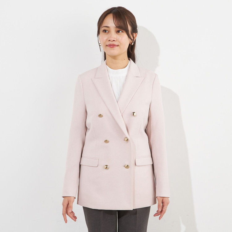 シルバーライン 【SILVER LINE】【春夏】6釦2掛けダブルブレザー/4S SUSTAINABILITY&ECOLOGY FABRIC/ピンク×メタル釦 赤淡色