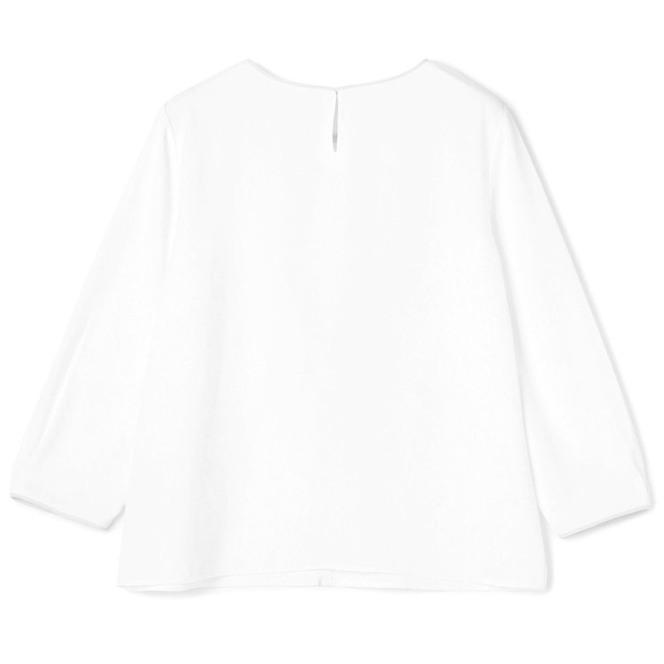 シルバーライン 【SILVER LINE/7分袖】配色クルーネックプルオーバー/ホワイト×グレー/「ウォッシャブル」「ストレッチ」「防シワ」「UV加工」「静電気防止」 白