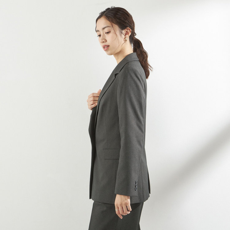 シルバーライン 【RELAX WIDE】【秋冬】 1釦シングルジャケットワイドパンツスーツ/グレー/4S SUSTAINABILITY&ECOLOGY FABRIC/※パンツ裾上げ済仕様 グレー中間