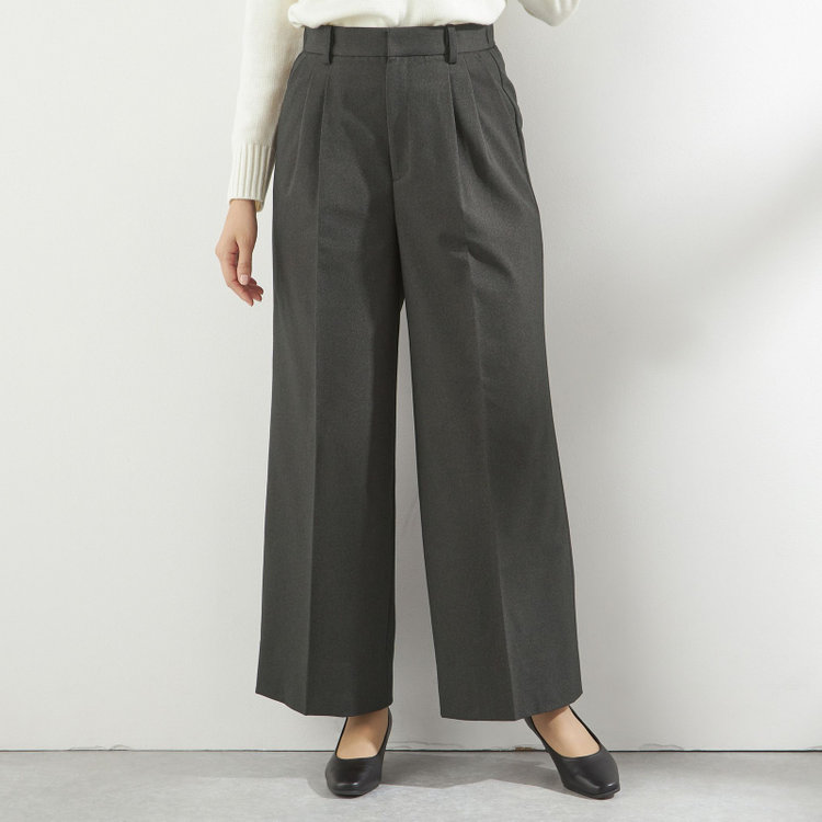 シルバーライン 【RELAX WIDE】【秋冬】 1釦シングルジャケットワイドパンツスーツ/グレー/4S SUSTAINABILITY&ECOLOGY FABRIC/※パンツ裾上げ済仕様 グレー中間