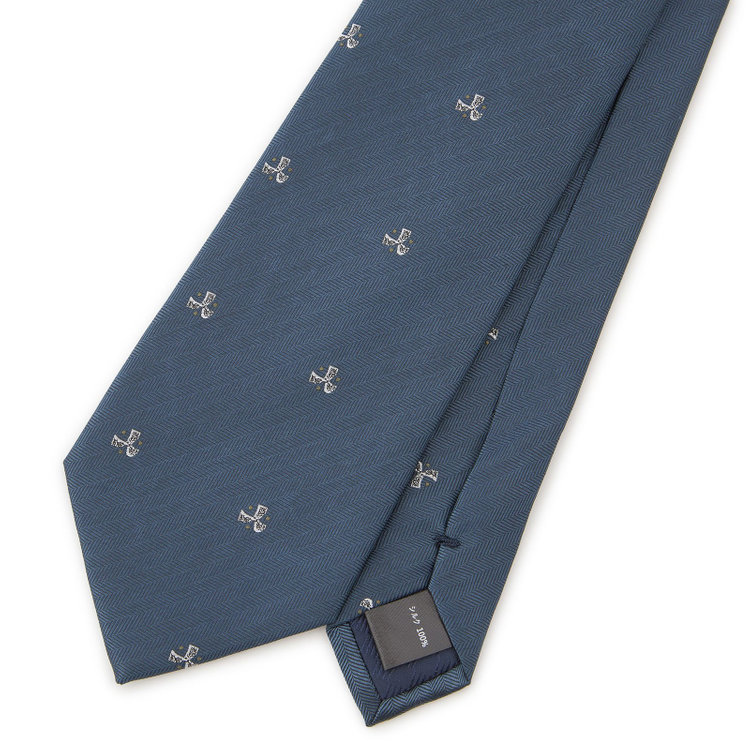 シルバーライン 【SILVER LINE】シルク小紋ネクタイ 8.0cm幅/ネイビー その他