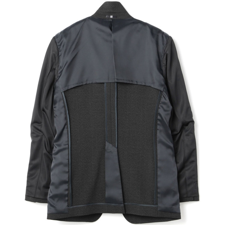 ブラックライン 【SLIM TAPERED_2】【秋冬】2釦シングルスリーピーススーツ 0タック/グレー×チェック/ウエストシャーリング/4S SUSTAINABILITY&ECOLOGY FABRIC/※パンツ裾上げ済仕様 グレー濃色