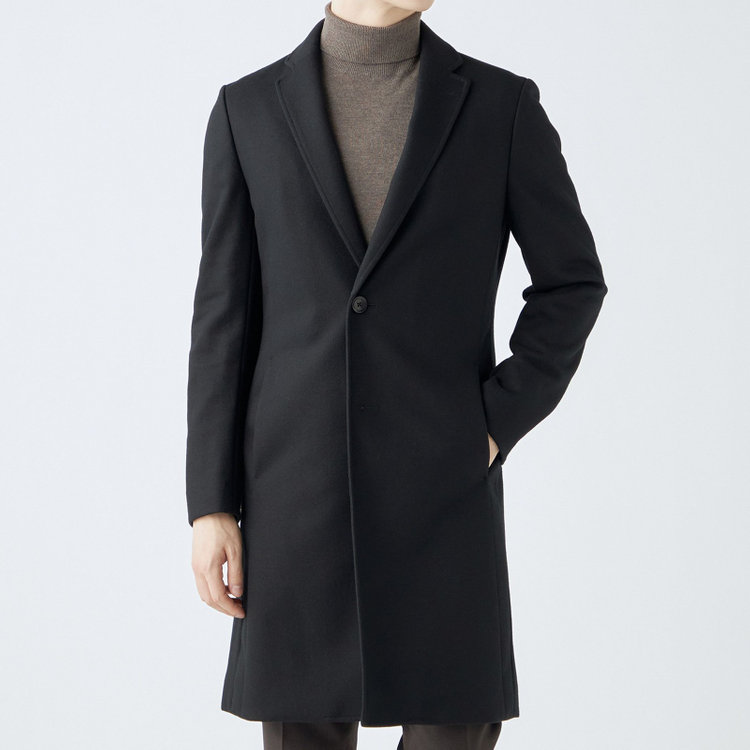 ブラックライン 【発送在庫あり】【SKINNY】ウールブレンドニットチェスターコート/ブラック/4S 黒