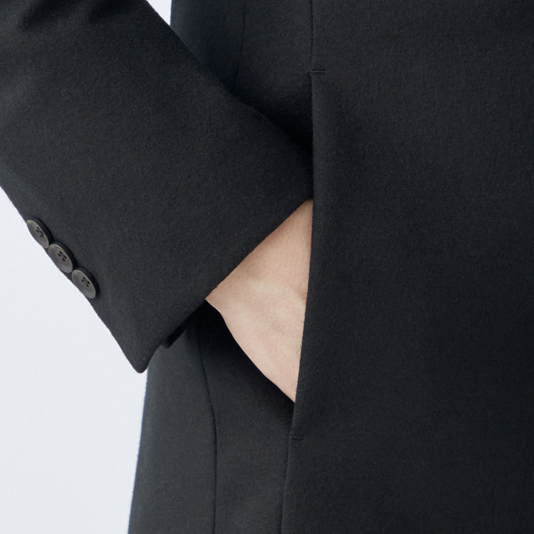 ブラックライン 【発送在庫あり】【SKINNY】ウールブレンドニットチェスターコート/ブラック/4S 黒