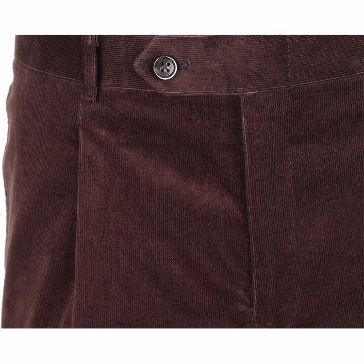 スーツセレクト 【WEB限定/OUTLET】【CLASSICO TAPERED】【秋冬】コットンブレンド 1タックテーパードパンツ/ブラウン×コーデュロイ ブラウン系(茶)