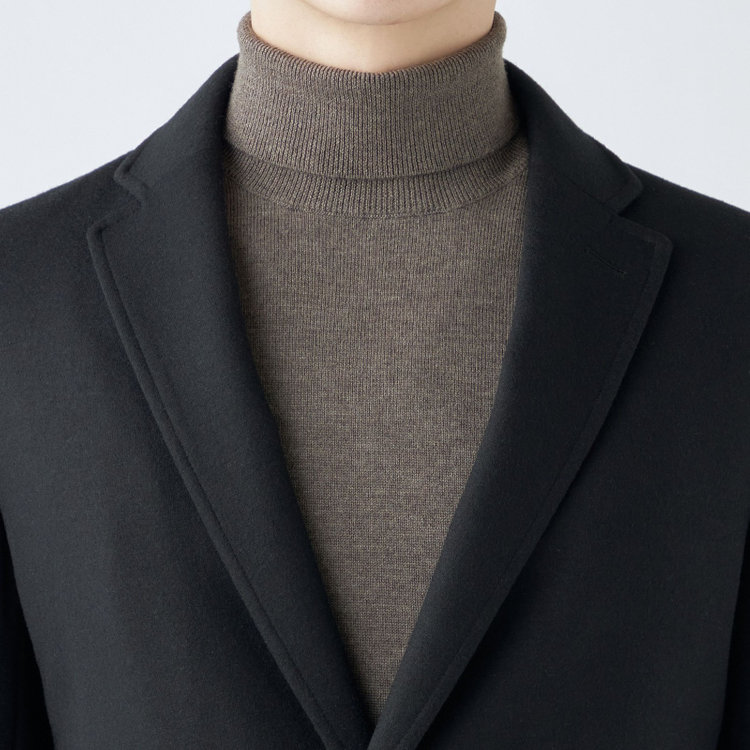 ブラックライン 【発送在庫あり】【SKINNY】ウールブレンドニットチェスターコート/ブラック/4S 黒