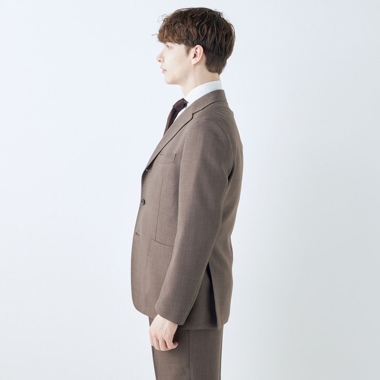 シルバーライン 【RBC】【春夏】3釦段返りシングルスーツ 2タック/ブラウン/パッチポケット/ドローコード&ウエストシャーリング/※パンツ裾上げ済仕様 茶中間