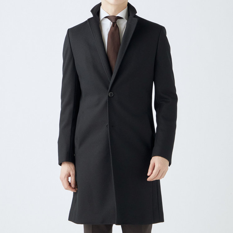 ブラックライン 【発送在庫あり】【SKINNY】ウールブレンドニットチェスターコート/ブラック/4S 黒