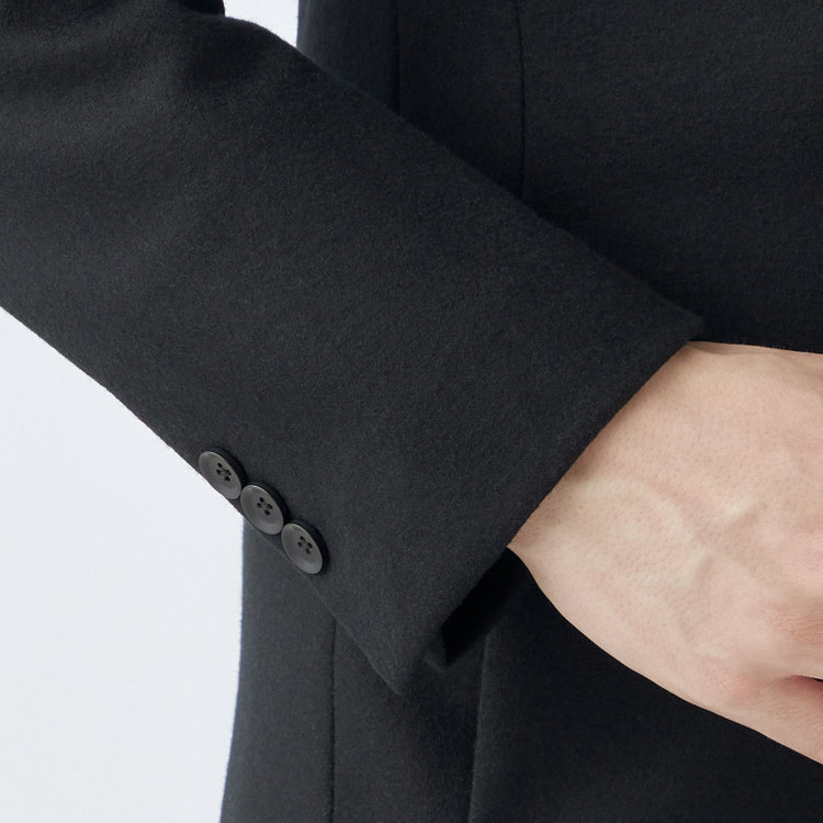 ブラックライン 【発送在庫あり】【SKINNY】ウールブレンドニットチェスターコート/ブラック/4S 黒