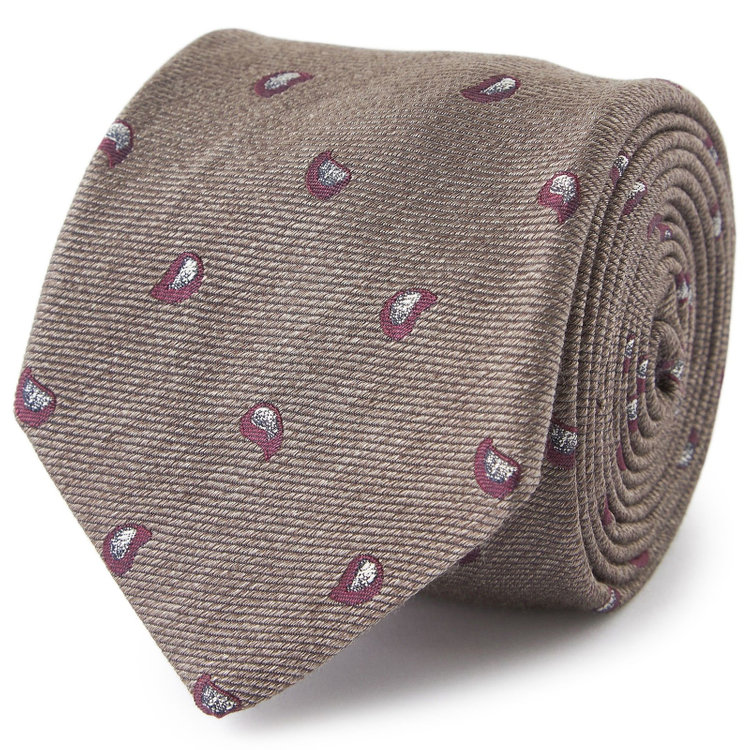 ブラックライン 【BL】シルクウール小紋ネクタイ 7.5cm幅/ブラウン/ITALIAN FABRICS その他