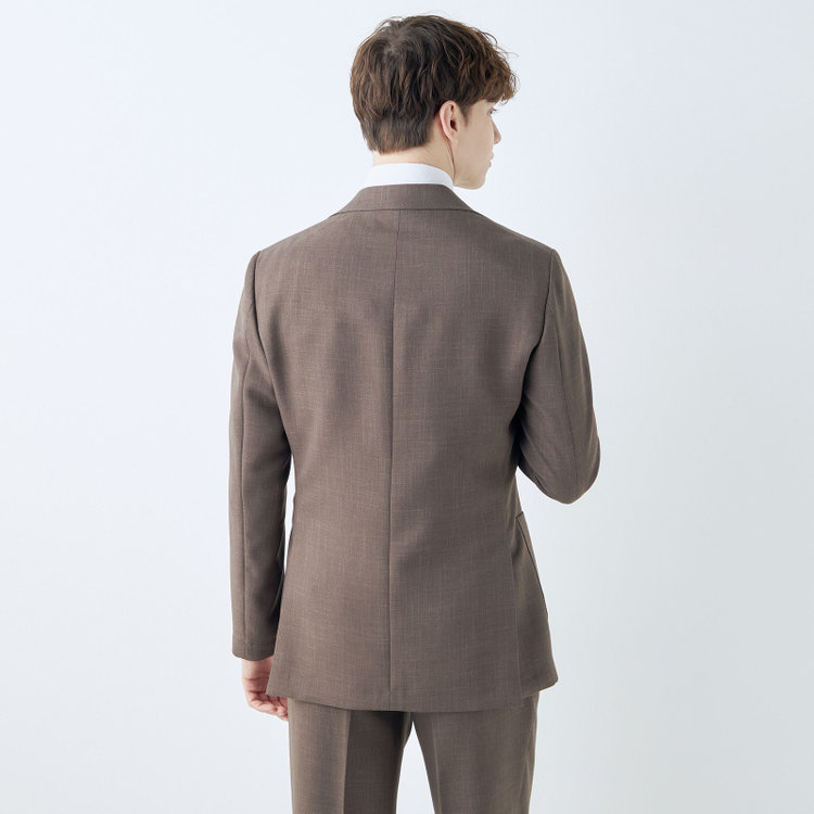 シルバーライン 【RBC】【春夏】3釦段返りシングルスーツ 2タック/ブラウン/パッチポケット/ドローコード&ウエストシャーリング/※パンツ裾上げ済仕様 茶中間