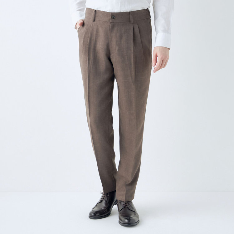 シルバーライン 【RBC】【春夏】3釦段返りシングルスーツ 2タック/ブラウン/パッチポケット/ドローコード&ウエストシャーリング/※パンツ裾上げ済仕様 茶中間