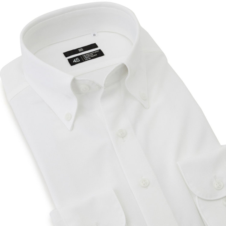 ブラックライン 【発送在庫あり】【WEB限定】【BLACK LINE】ボタンダウンワイシャツ/ホワイト×ドビー/「4S」スーパーノンアイロン・ストレッチ 白