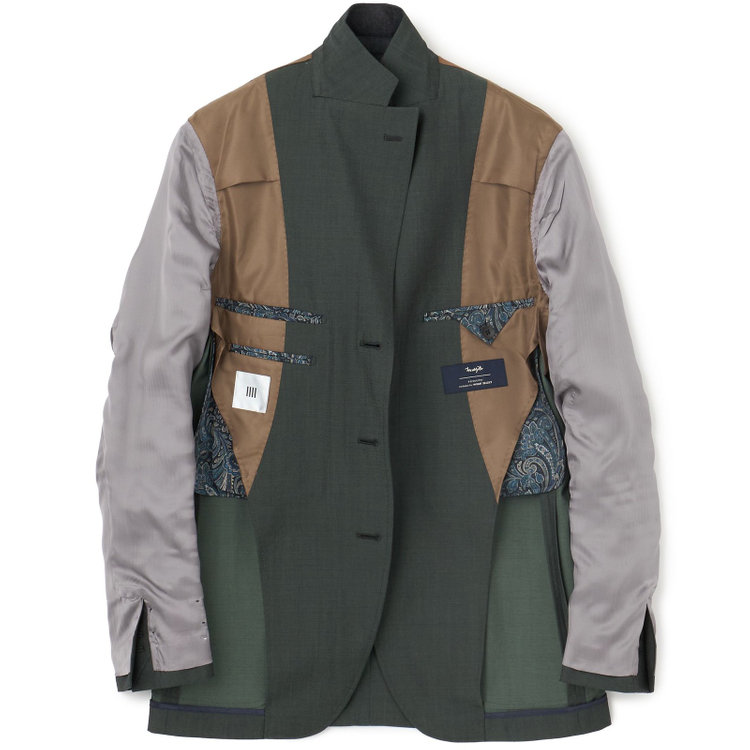 シルバーライン 【CLASSICO TAPERED】【春夏】3釦段返りシングルスーツ 2タック/カーキ/パッチポケット/ウエストムーブ/MARZOTTO/※パンツ裾直し必要 茶中間