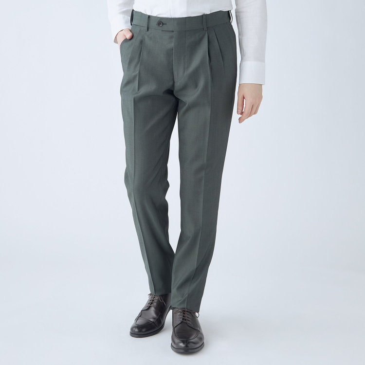 シルバーライン 【CLASSICO TAPERED】【春夏】3釦段返りシングルスーツ 2タック/カーキ/パッチポケット/ウエストムーブ/MARZOTTO/※パンツ裾直し必要 茶中間