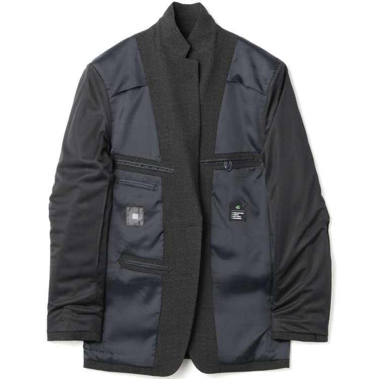 ブラックライン 【SLIM TAPERED_2】【秋冬】2釦シングルスリーピーススーツ 0タック/グレー×チェック/ウエストシャーリング/4S SUSTAINABILITY&ECOLOGY FABRIC/※パンツ裾上げ済仕様 グレー濃色