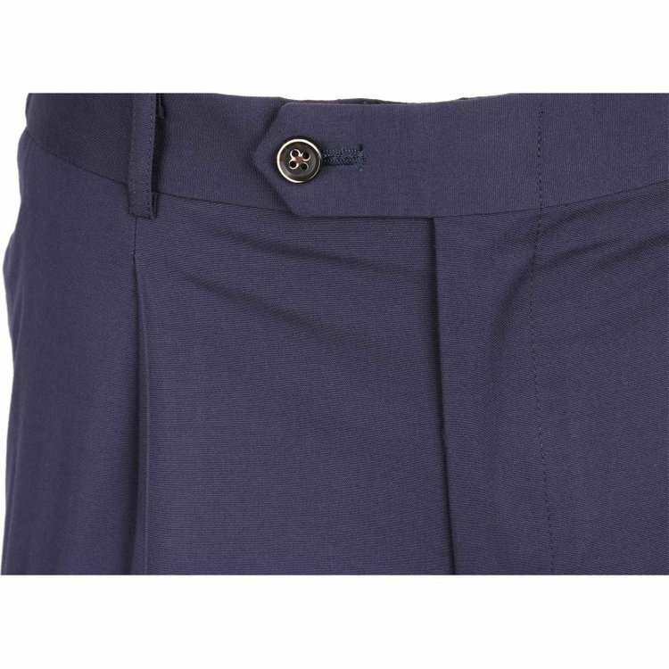 スーツセレクト 【WEB限定/OUTLET】【CLASSICO TAPERED】【春夏】コットンブレンド 1タックテーパードパンツ/ネイビー×ソリッド/ウエストシャーリング/COOL HERTZ ネイビー系(紺)