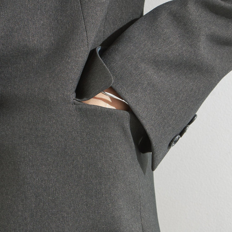 シルバーライン 【RELAX WIDE】【秋冬】 1釦シングルジャケットワイドパンツスーツ/グレー/4S SUSTAINABILITY&ECOLOGY FABRIC/※パンツ裾上げ済仕様 グレー中間