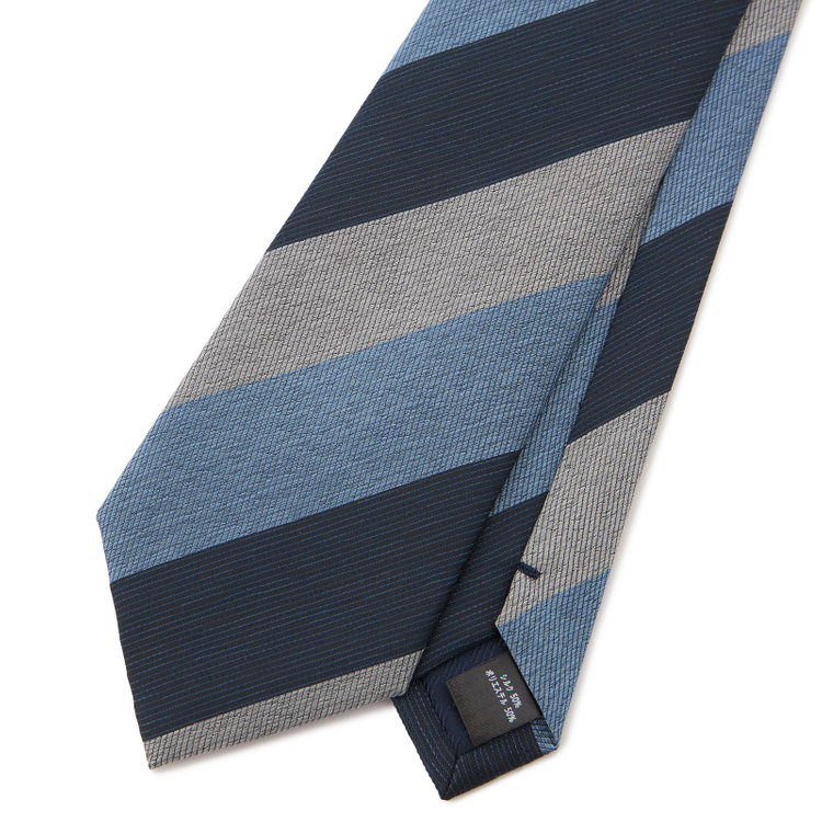 シルバーライン 【発送在庫あり】【SILVER LINE】シルクブレンドストライプネクタイ 8.０cm幅/ネイビー×ブルー×グレー その他