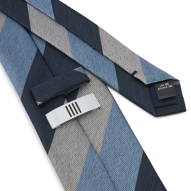 シルバーライン 【発送在庫あり】【SILVER LINE】シルクブレンドストライプネクタイ 8.０cm幅/ネイビー×ブルー×グレー その他