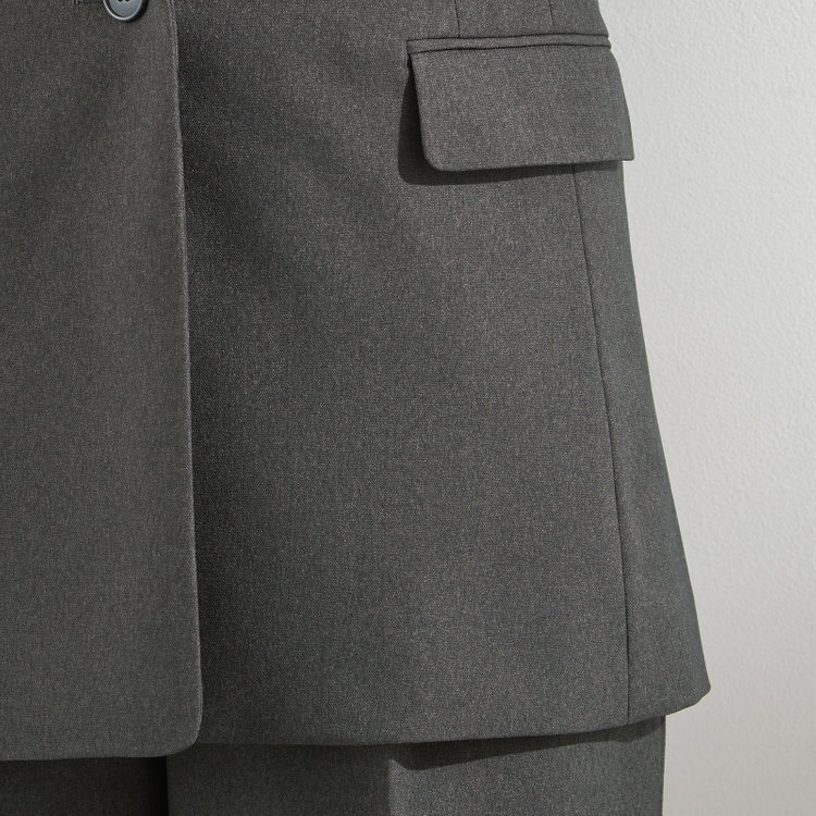 シルバーライン 【RELAX WIDE】【秋冬】 1釦シングルジャケットワイドパンツスーツ/グレー/4S SUSTAINABILITY&ECOLOGY FABRIC/※パンツ裾上げ済仕様 グレー中間