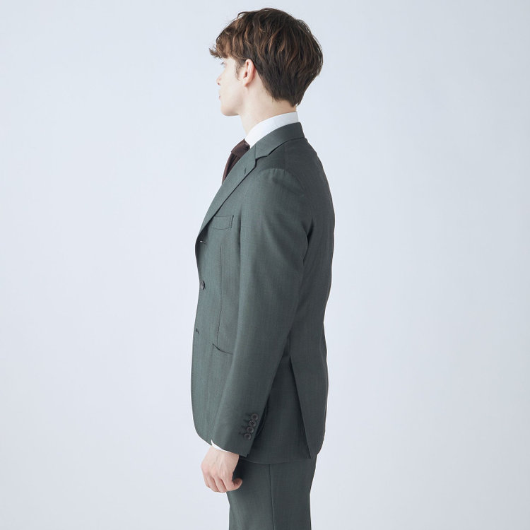 シルバーライン 【CLASSICO TAPERED】【春夏】3釦段返りシングルスーツ 2タック/カーキ/パッチポケット/ウエストムーブ/MARZOTTO/※パンツ裾直し必要 茶中間