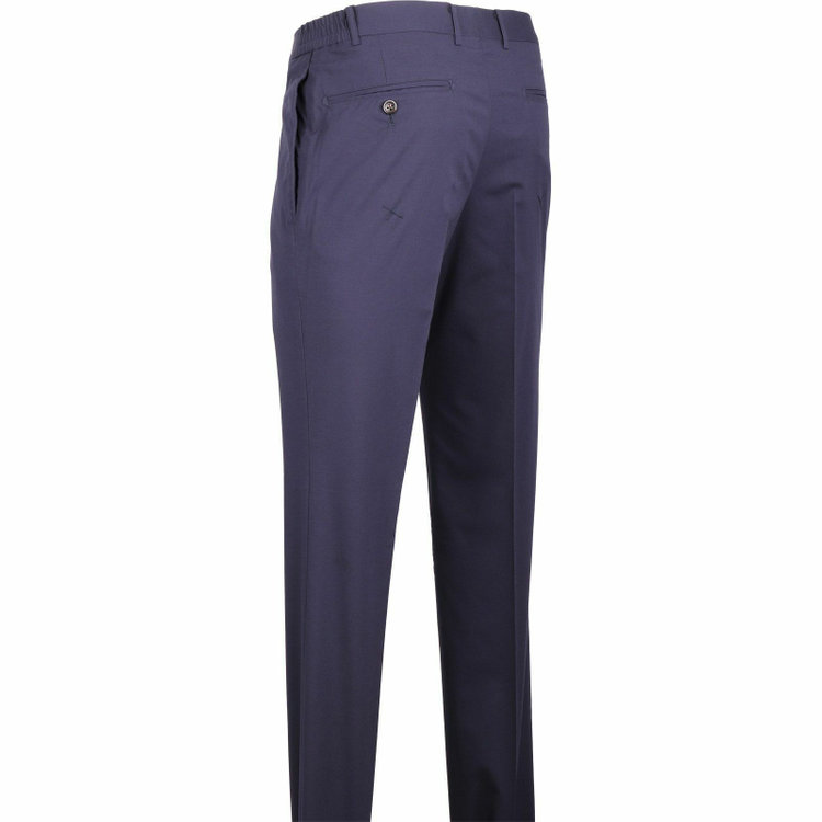 スーツセレクト 【WEB限定/OUTLET】【CLASSICO TAPERED】【春夏】コットンブレンド 1タックテーパードパンツ/ネイビー×ソリッド/ウエストシャーリング/COOL HERTZ ネイビー系(紺)