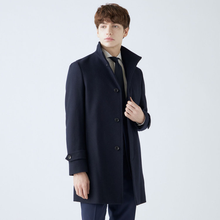 ブラックライン 【発送在庫あり】【BL】ウールブレンドスタンドカラーチェスターコート/ネイビー 紺中間