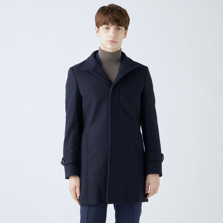 ブラックライン 【発送在庫あり】【BL】ウールブレンドスタンドカラーチェスターコート/ネイビー 紺中間