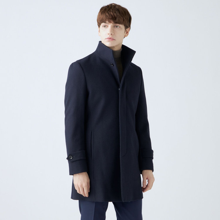ブラックライン 【発送在庫あり】【BL】ウールブレンドスタンドカラーチェスターコート/ネイビー 紺中間