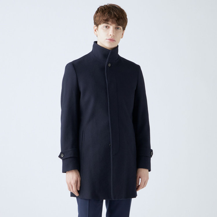 ブラックライン 【発送在庫あり】【BL】ウールブレンドスタンドカラーチェスターコート/ネイビー 紺中間