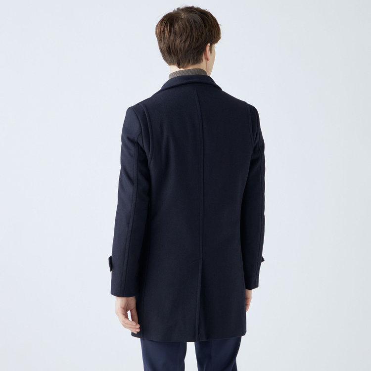 ブラックライン 【発送在庫あり】【BL】ウールブレンドスタンドカラーチェスターコート/ネイビー 紺中間