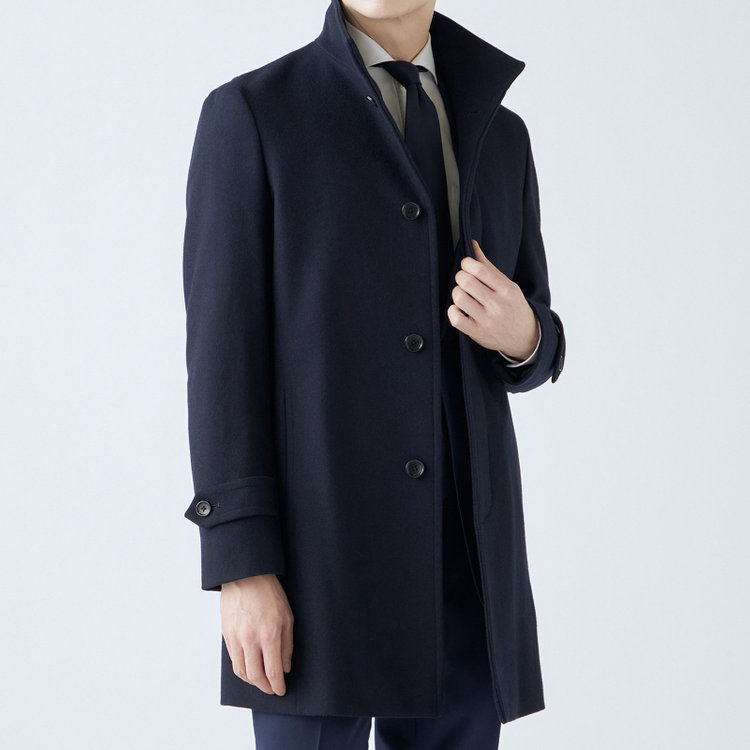 ブラックライン 【発送在庫あり】【BL】ウールブレンドスタンドカラーチェスターコート/ネイビー 紺中間
