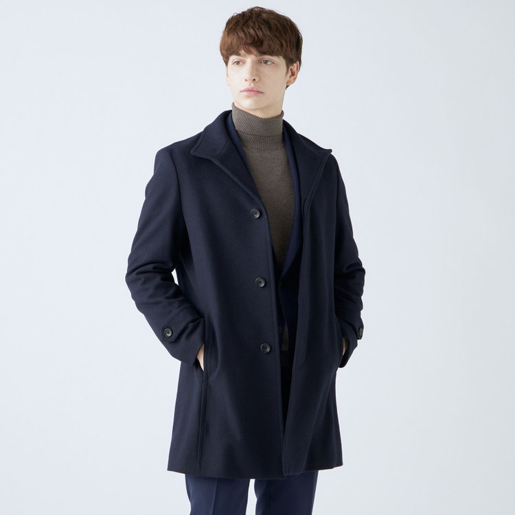 ブラックライン 【発送在庫あり】【BL】ウールブレンドスタンドカラーチェスターコート/ネイビー 紺中間