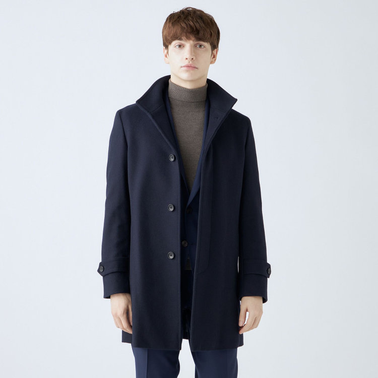 ブラックライン 【発送在庫あり】【BL】ウールブレンドスタンドカラーチェスターコート/ネイビー 紺中間